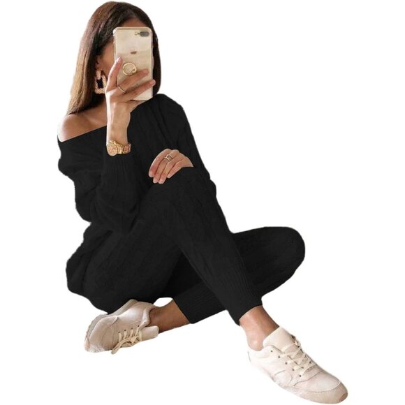 Chic Women's Fall Knit 2-Piece Sweater and Bodycon Pants - Plus Size Available - Picture 3 of 6